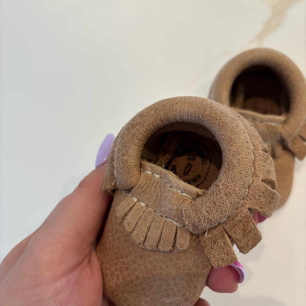 Freshly Picked Newborn Weathered Brown Moccasin Baby Shoe - Picture 5 of 7